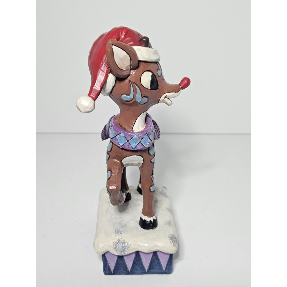 Jim Shore Rudolph Traditions Lighted Rudolph Wearing Santa Hat Figurine 4058340 - Picture 2 of 6